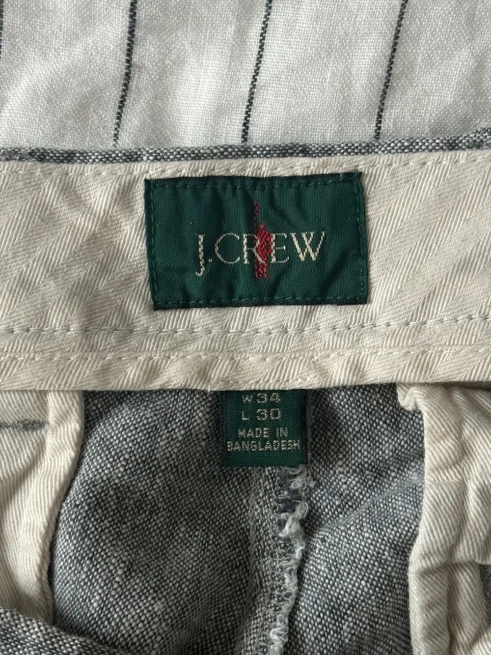 J Crew Grey 100% Linen Trousers Mens 34x30